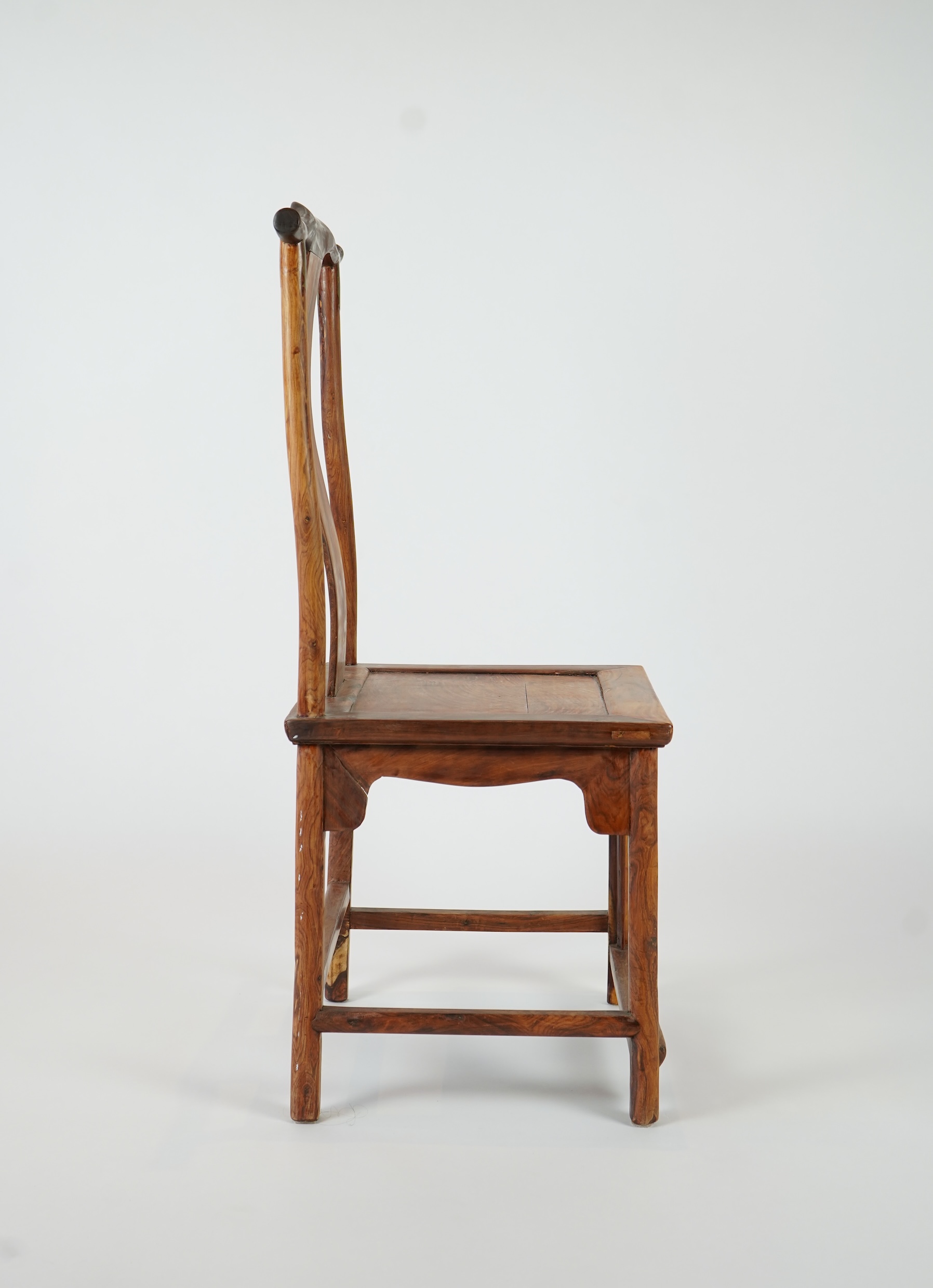 A Chinese huanghuali yoke-back side chair, denguayi, Qing dynasty